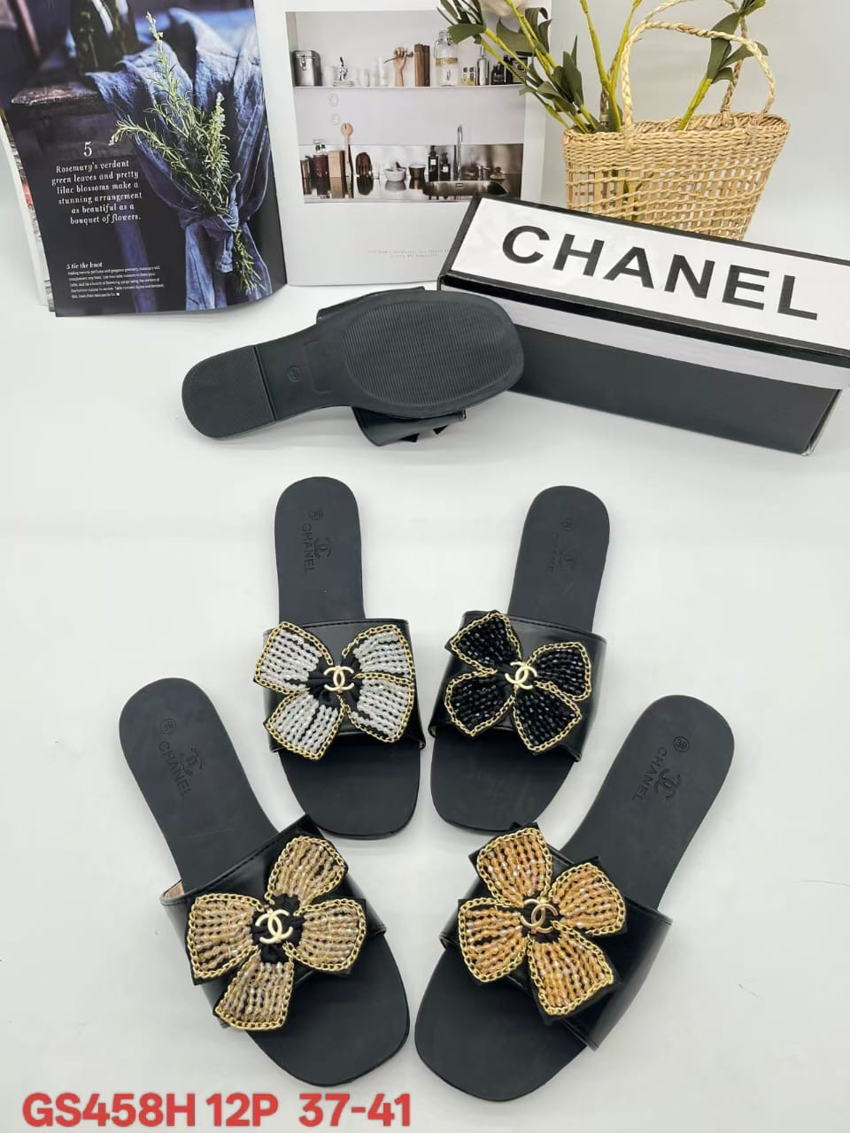 Channel Slippers in box